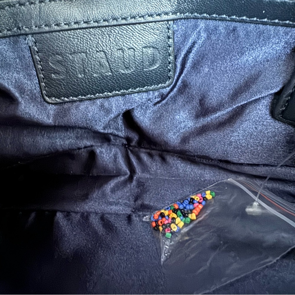 🆕 STAUD Tommy Shoulder Bag Floral Beaded Denim - Picture 16 of 17